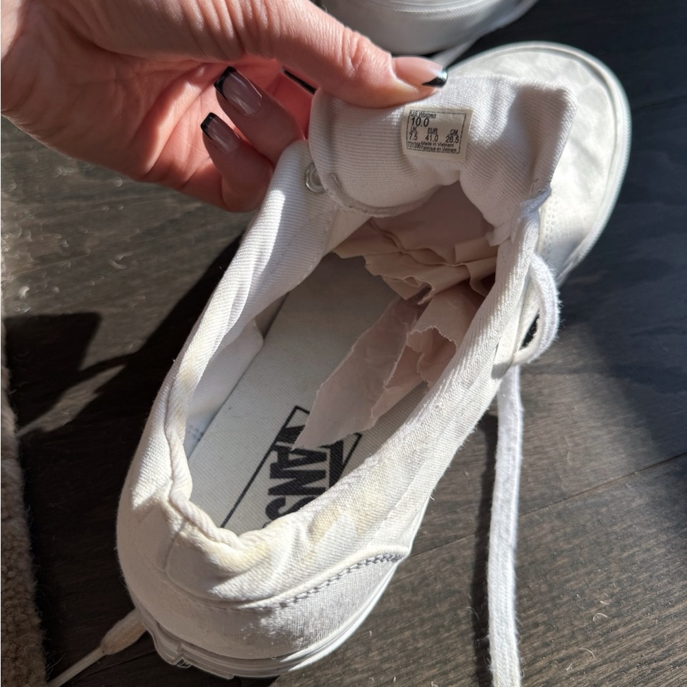 Vans Women's White Checkered Sneakers - Picture 3 of 4